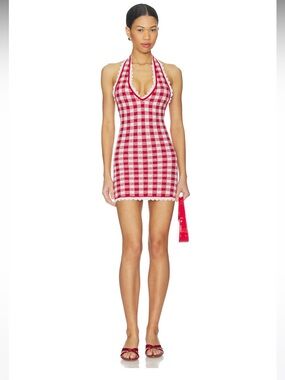 NWOT! MAJORELLE Sofiya Knit Mini Dress in Red Gingham